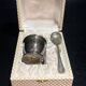 Egg cup with silver metal spoon