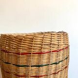 High basket with woven straws