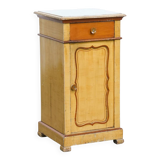 Antique wooden 1-door hallway/nightstand with a light marble top