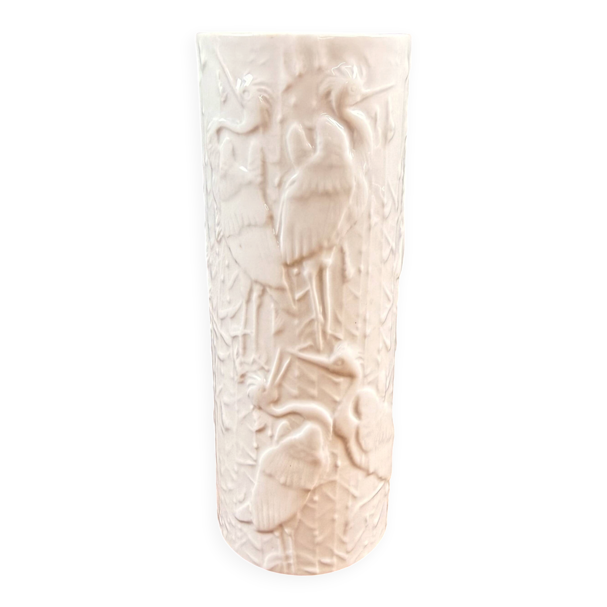 KPM Berlin vase – white relief porcelain – bird decoration