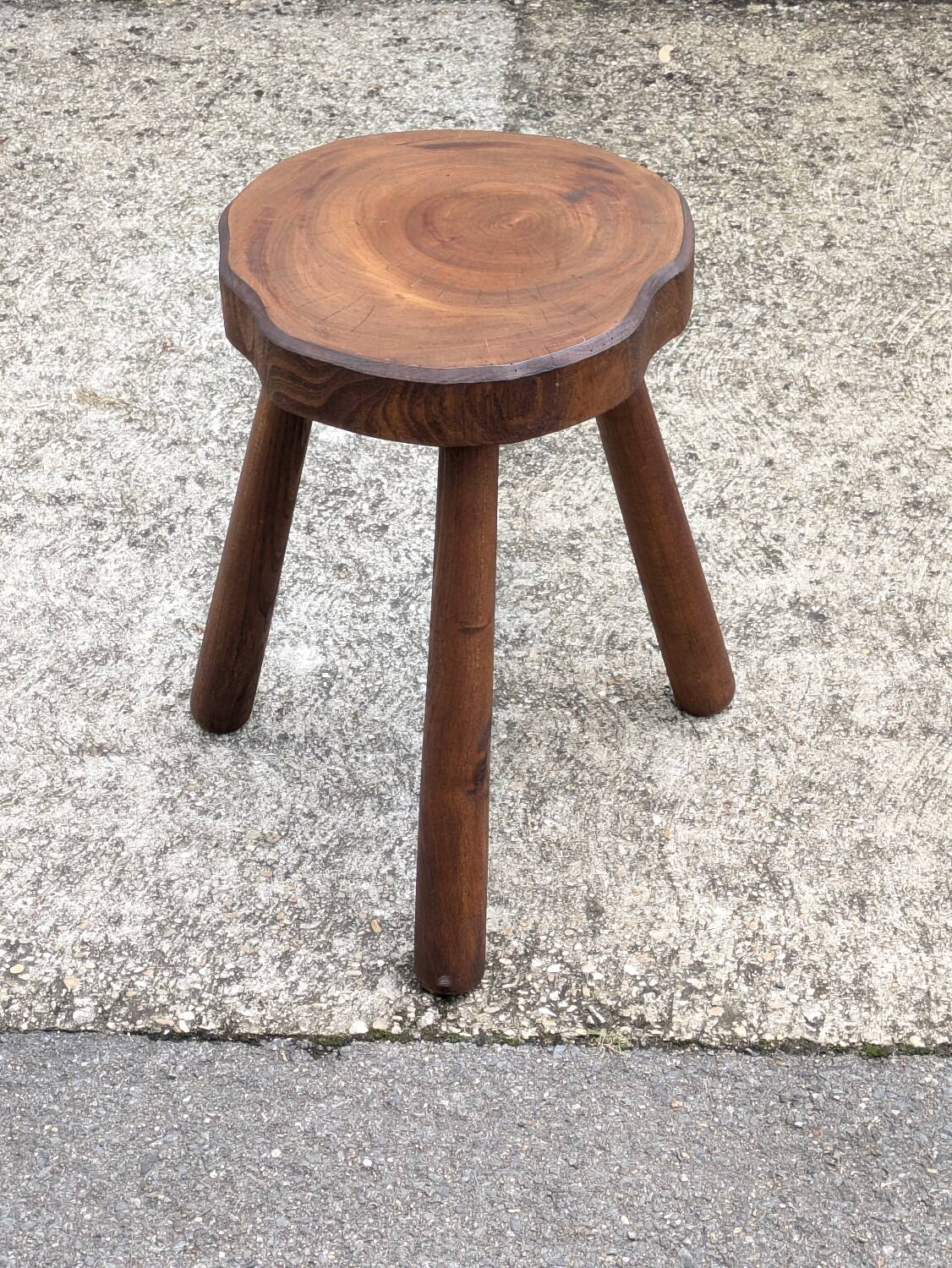 Vintage brutalist tripod stool