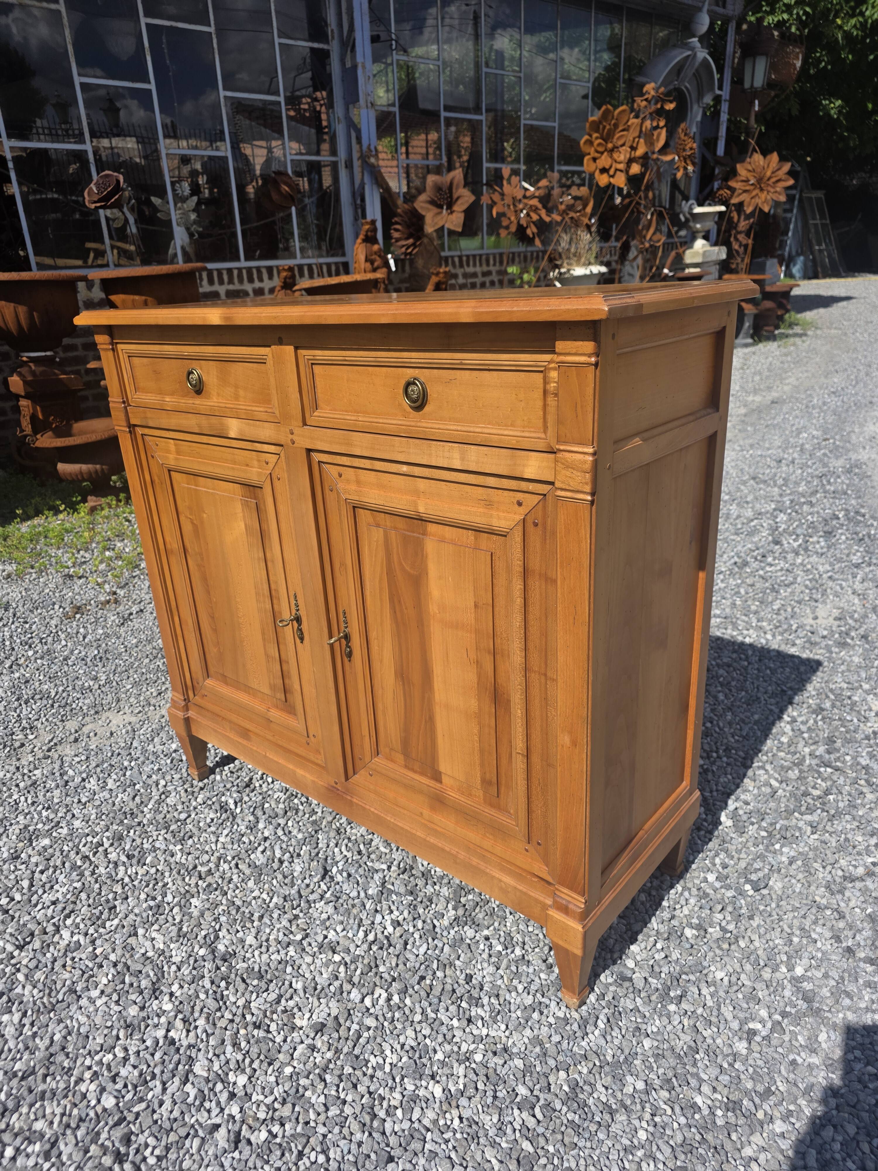 Louis XVI style buffet in solid cherry wood from the mid-20th century.