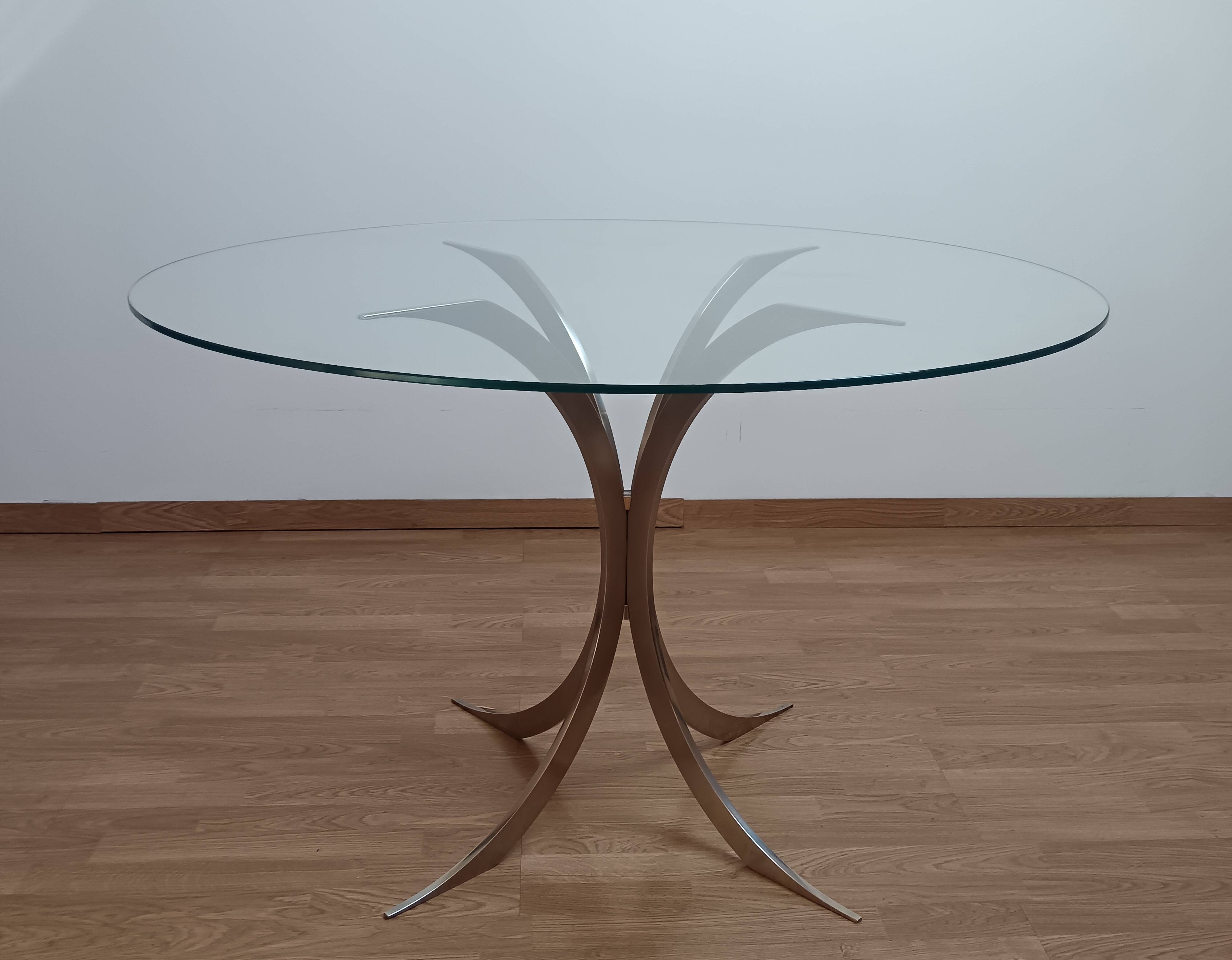 Rare 1970s round glass table