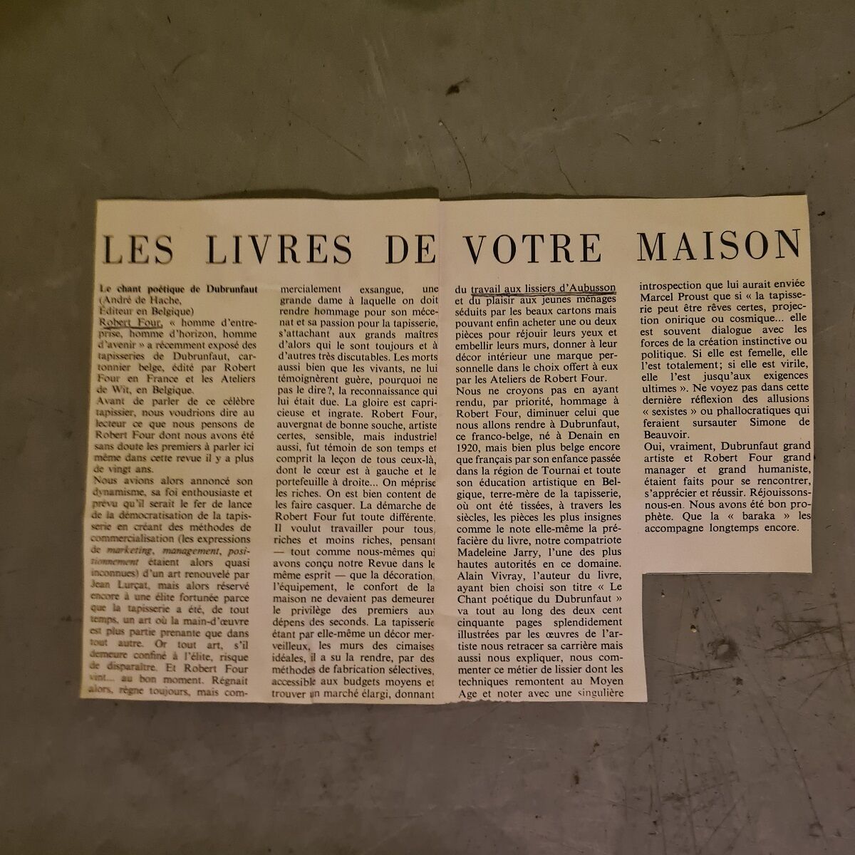 Vintage French Aubusson Tapestry from Robert Four dated 1977