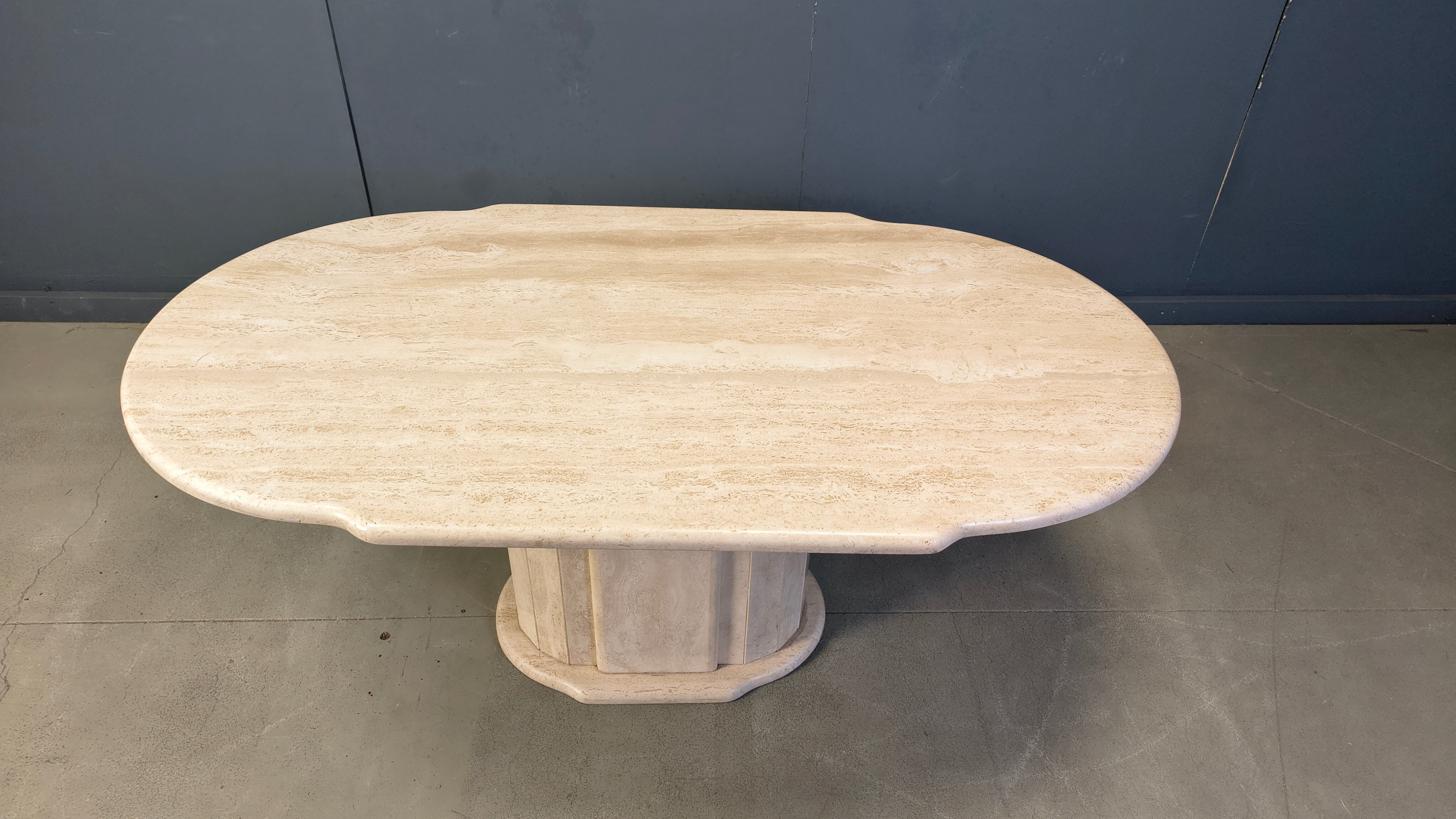 Vintage oval travertine dining table, 1970s