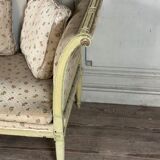 Directoire bench in carved wood and lacquered in shades of green, late eighteenth century