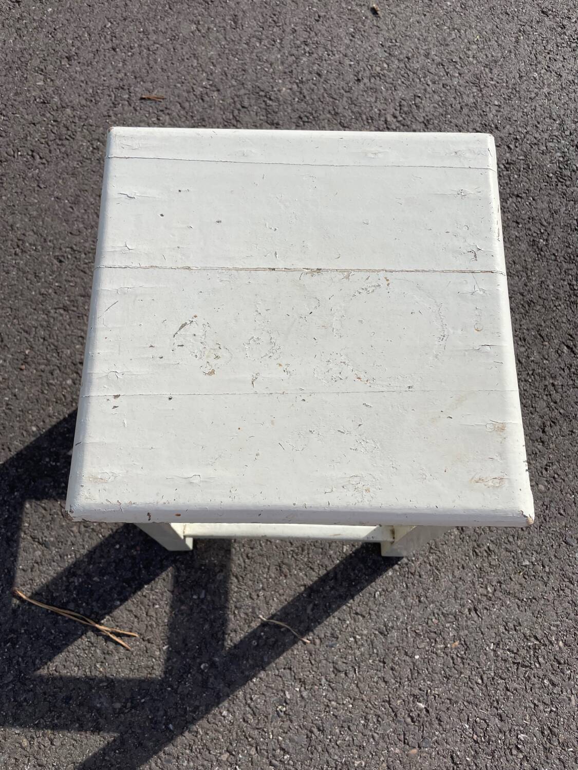 White square wooden stool