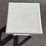 Tabouret carré en bois blanc