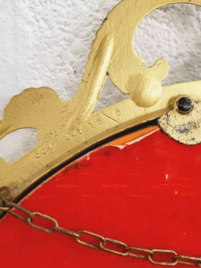 Italian oval brass medallion mirror