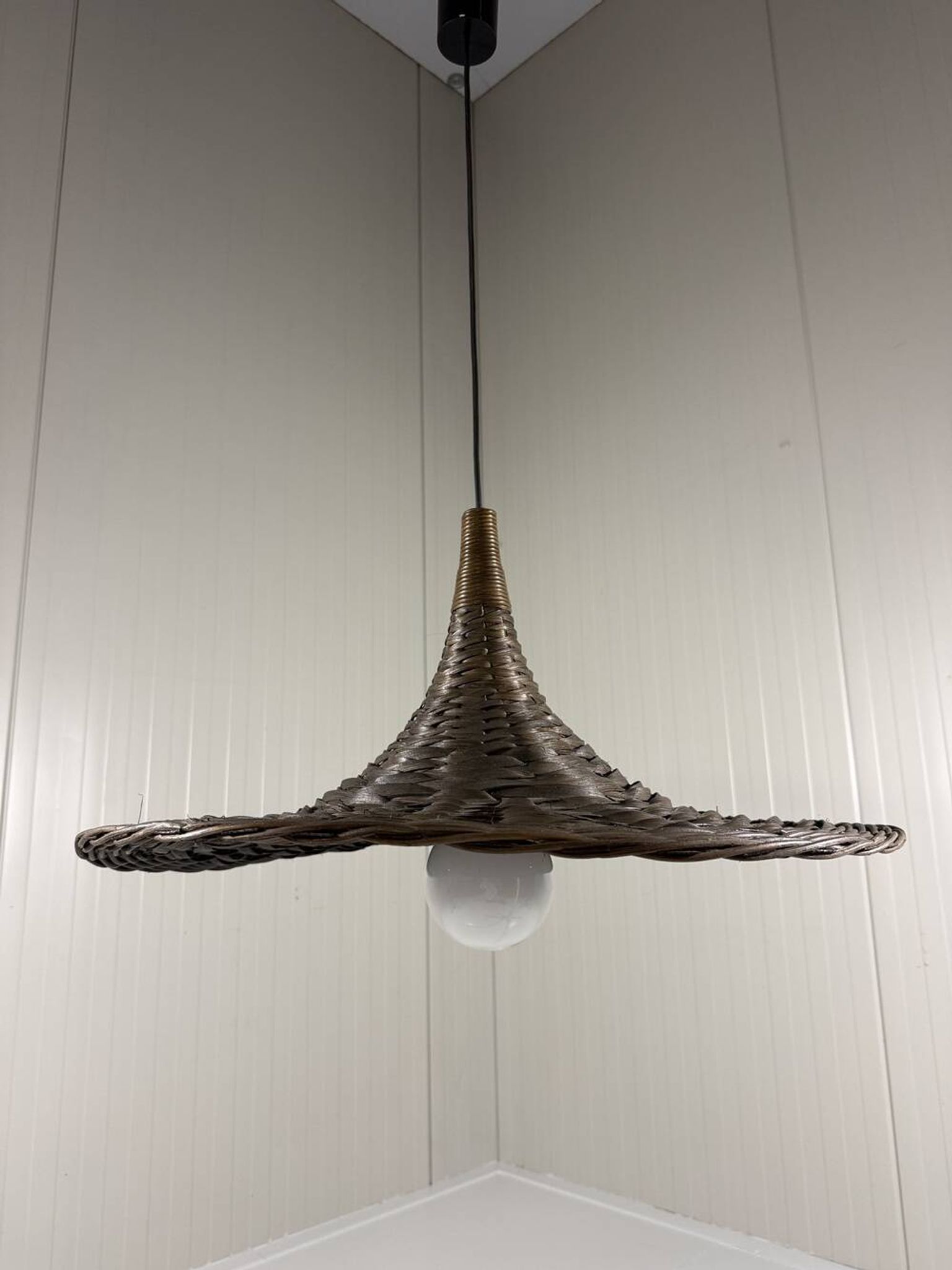 XXL rattan wicker hanging lamp 1960’s