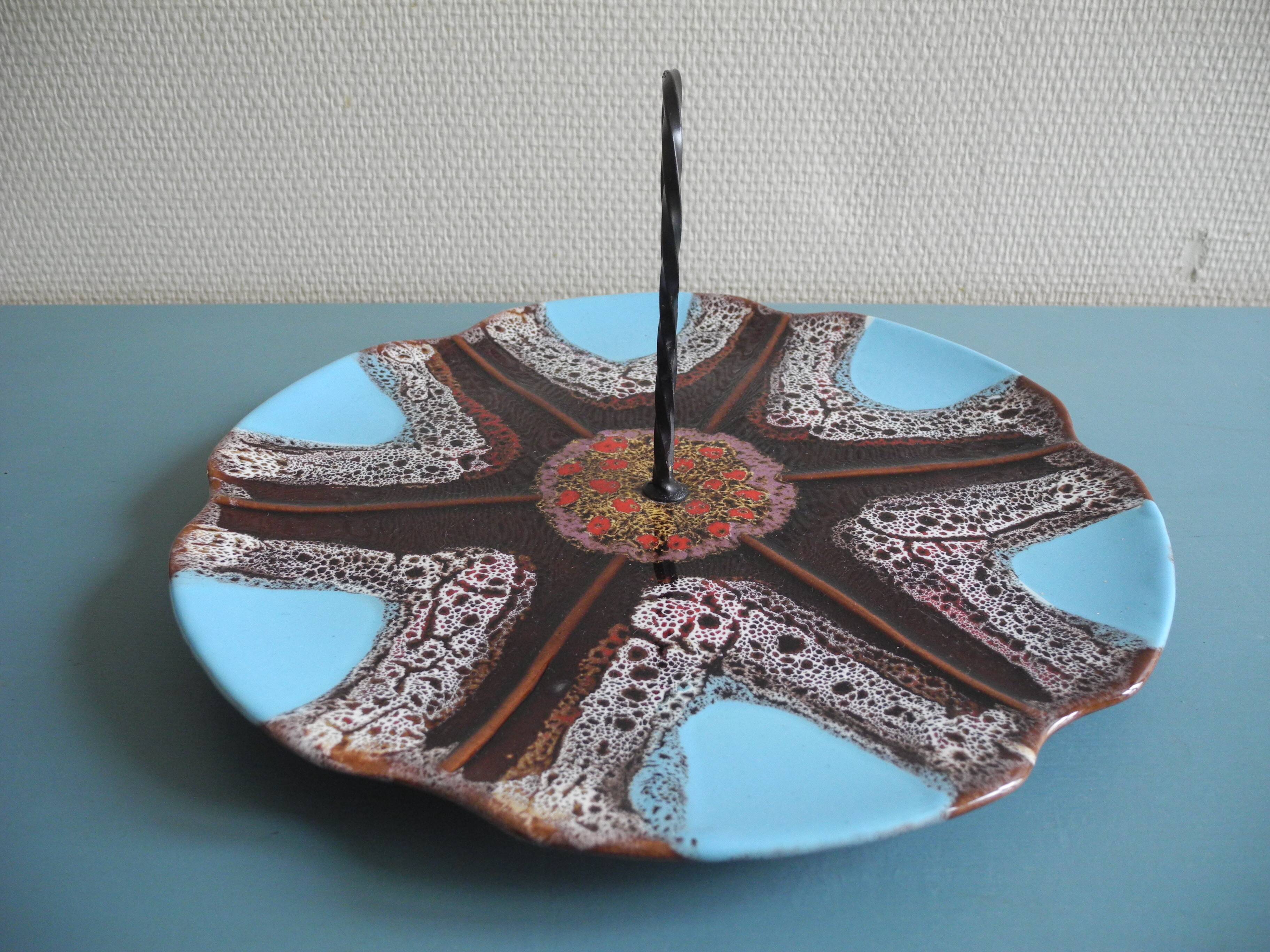 old ceramic cheese board Vallauris table vintage cheese board
