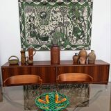 50s green braided barbotine fruit bowl