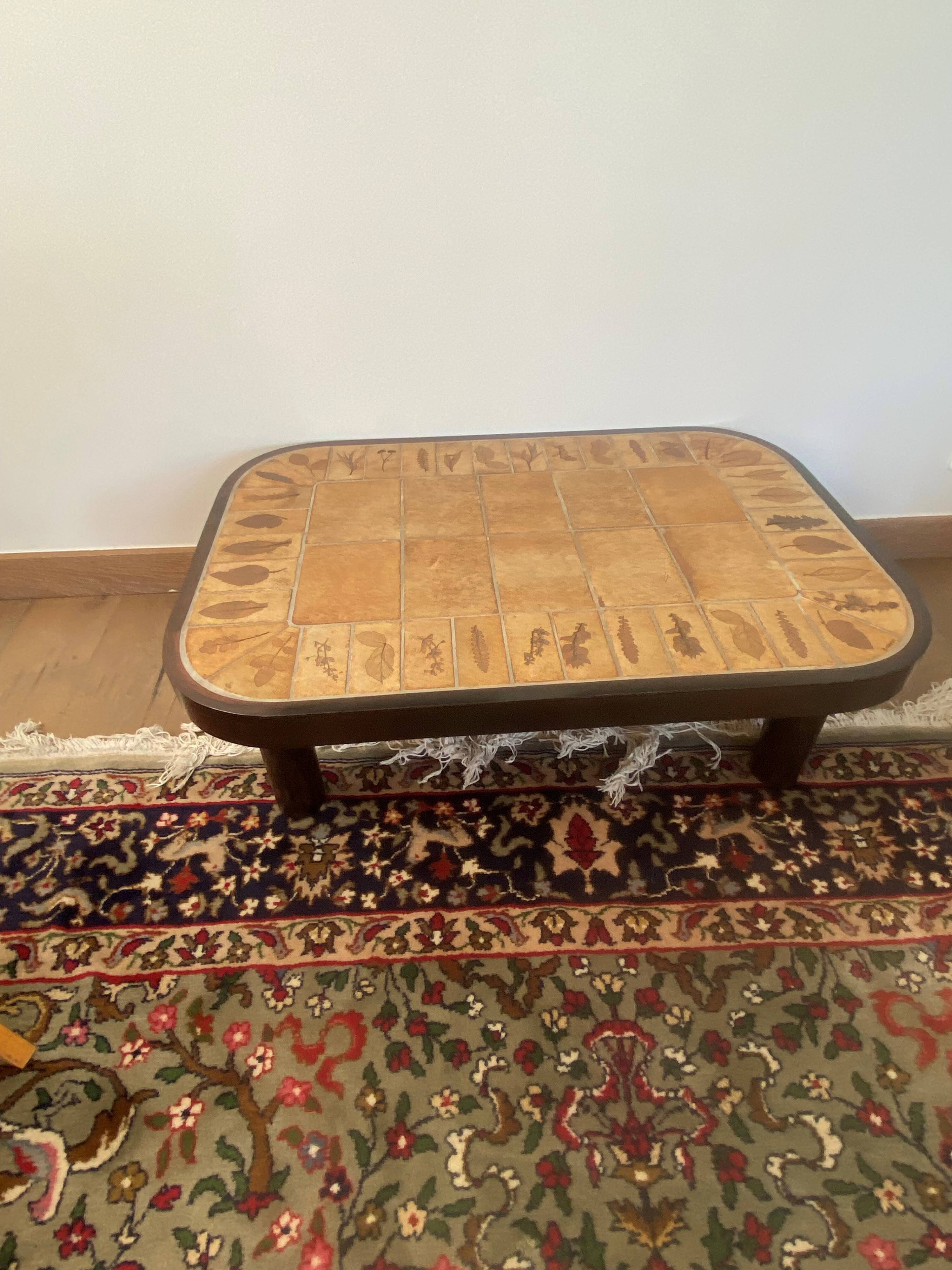 Iconic coffee table "Herbier" by Roger Capron – Vallauris, 1960s