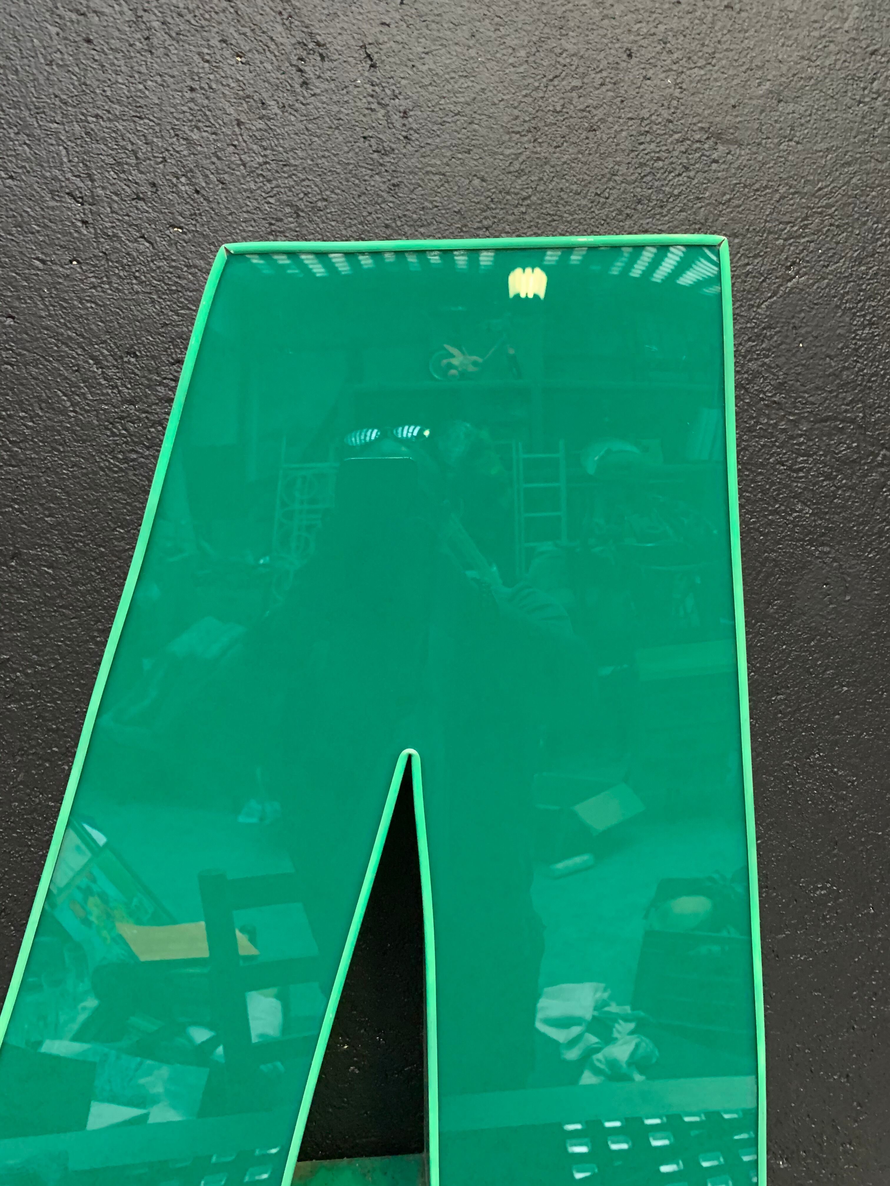 Old letter in metal and plexiglass, industrial decoration