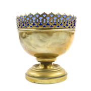 Art Nouveau sugar bowl, brass, cobalt glass, Sweden, early 20th century