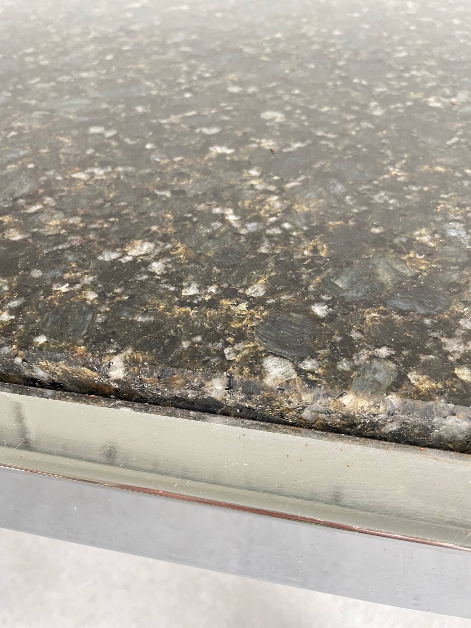 Vintage 1970s Modernist Coffee Table, Chrome and Granite