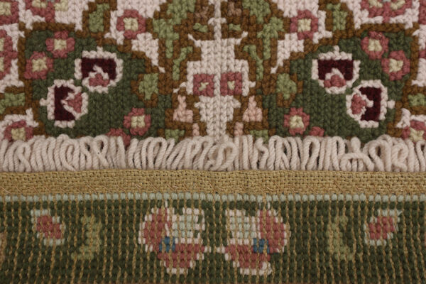 tapis needlepoint traditionnel portugais zone de laine tapis beige vert65x135cm