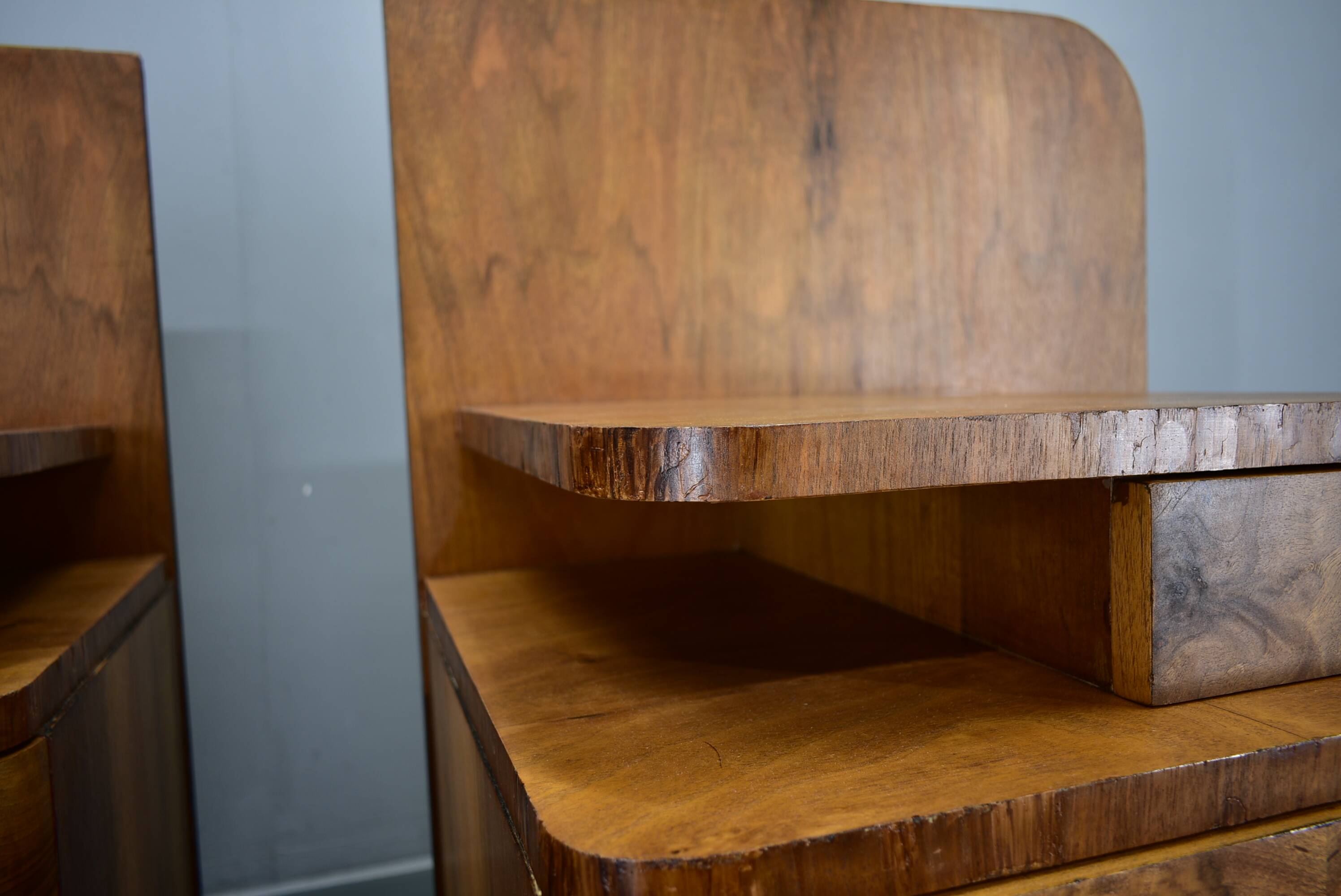 1939s pair of Art Deco bedside tables, Czechoslovakia