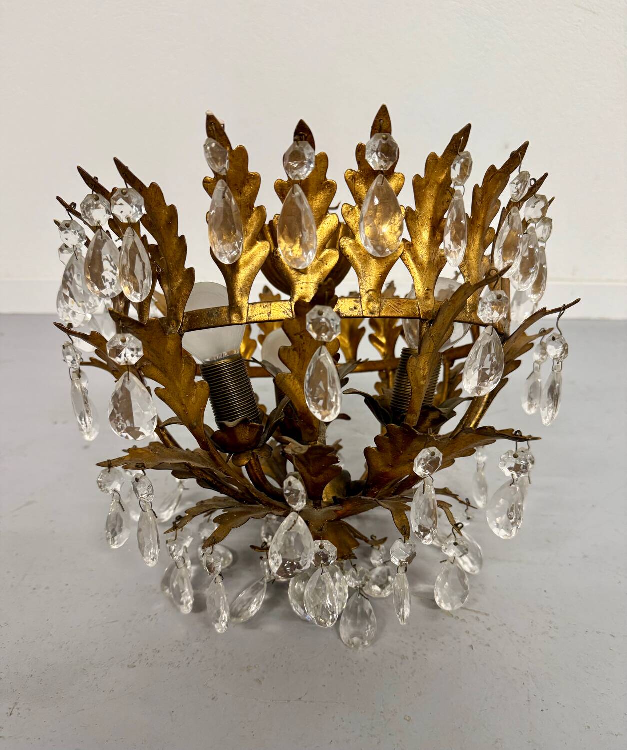Antique chandelier with brass tassels, Banci design, Florence, Italy, 1950s