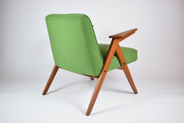 Fauteuil bunny, restauré, tissu vert, années 1960
