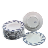 Set of 18 Lunéville earthenware dinner plates, 25.5 cm diameter