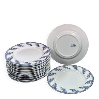 Lot de 18 assiettes plates En Faïence De Lunéville diamètre 25,5 cm