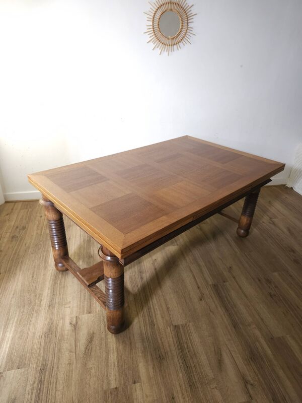 Table de salle à manger en chêne, DLG Charles Charles Dudouyt,  1950s