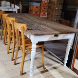 Rustic oak bistro farm table with louis philippe legs - 2m