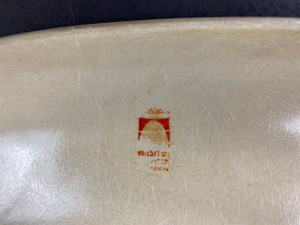 Lounge chair Eames fiber white parchment short back base cat's cradle herman miller vintage 50