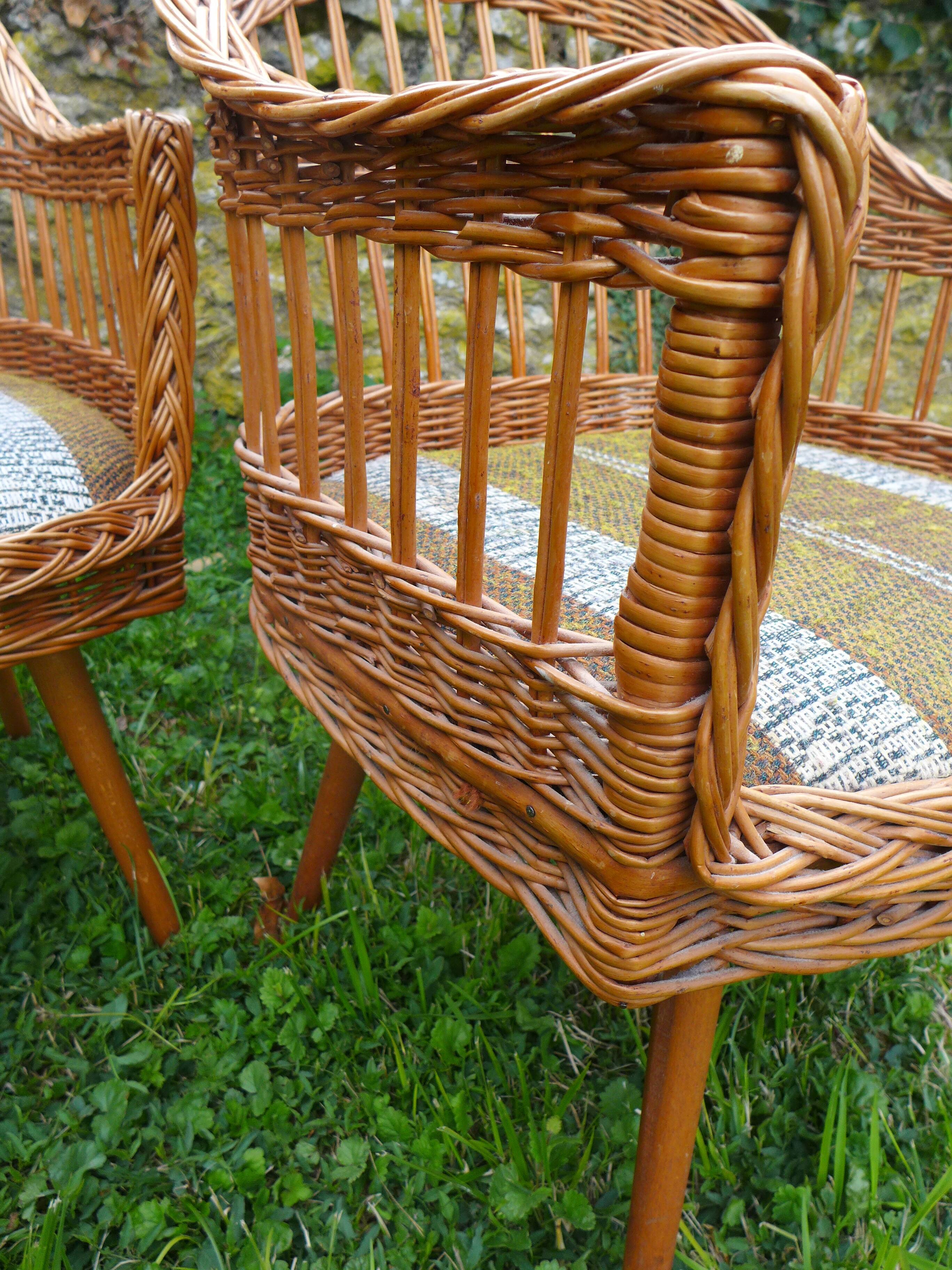 Paire de fauteuils rotin vintage