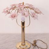 Amazing Murano Table Light Pink Flowers, 1980s