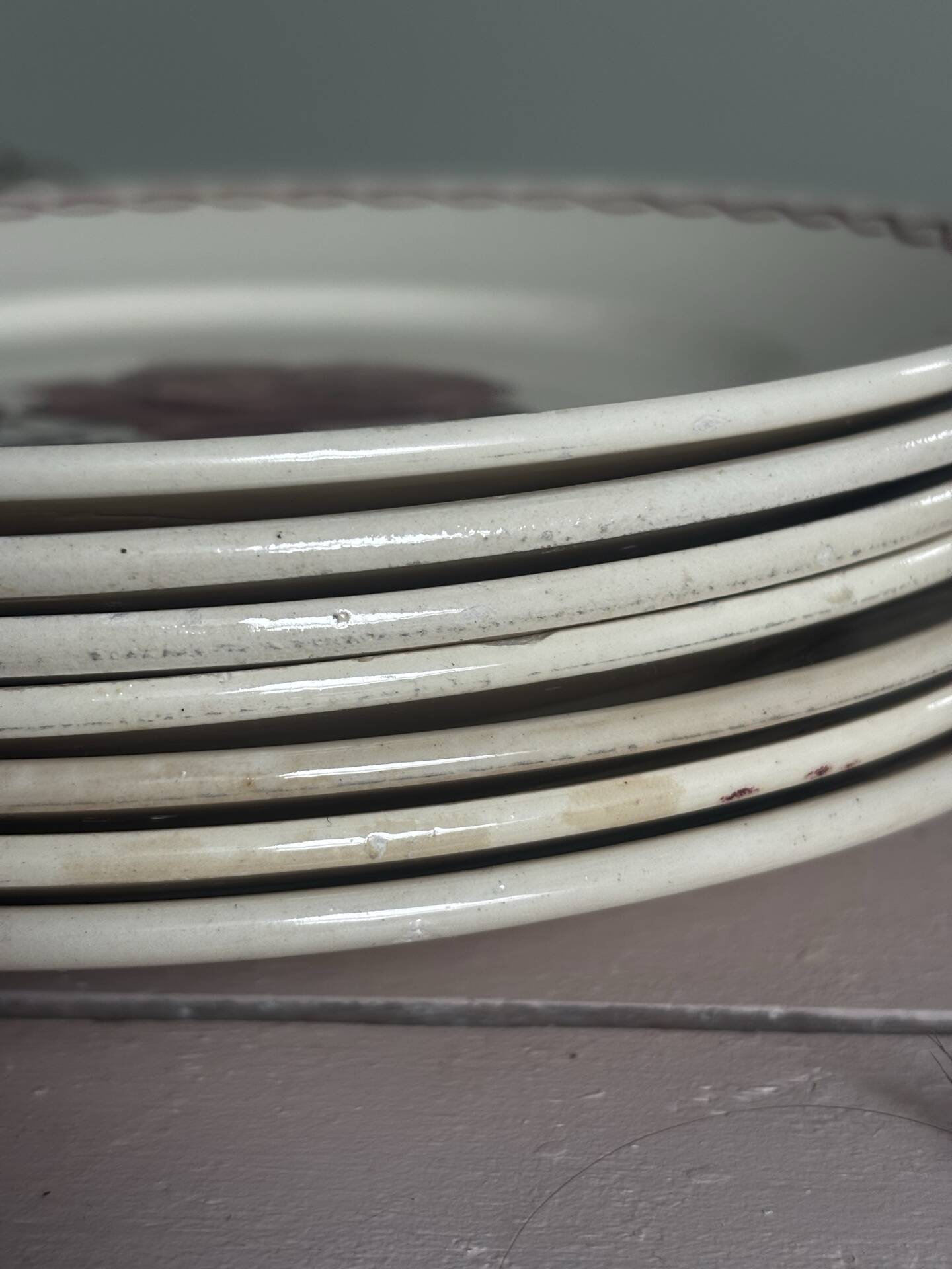 Set of 7 flat plates Badonviller Germaine