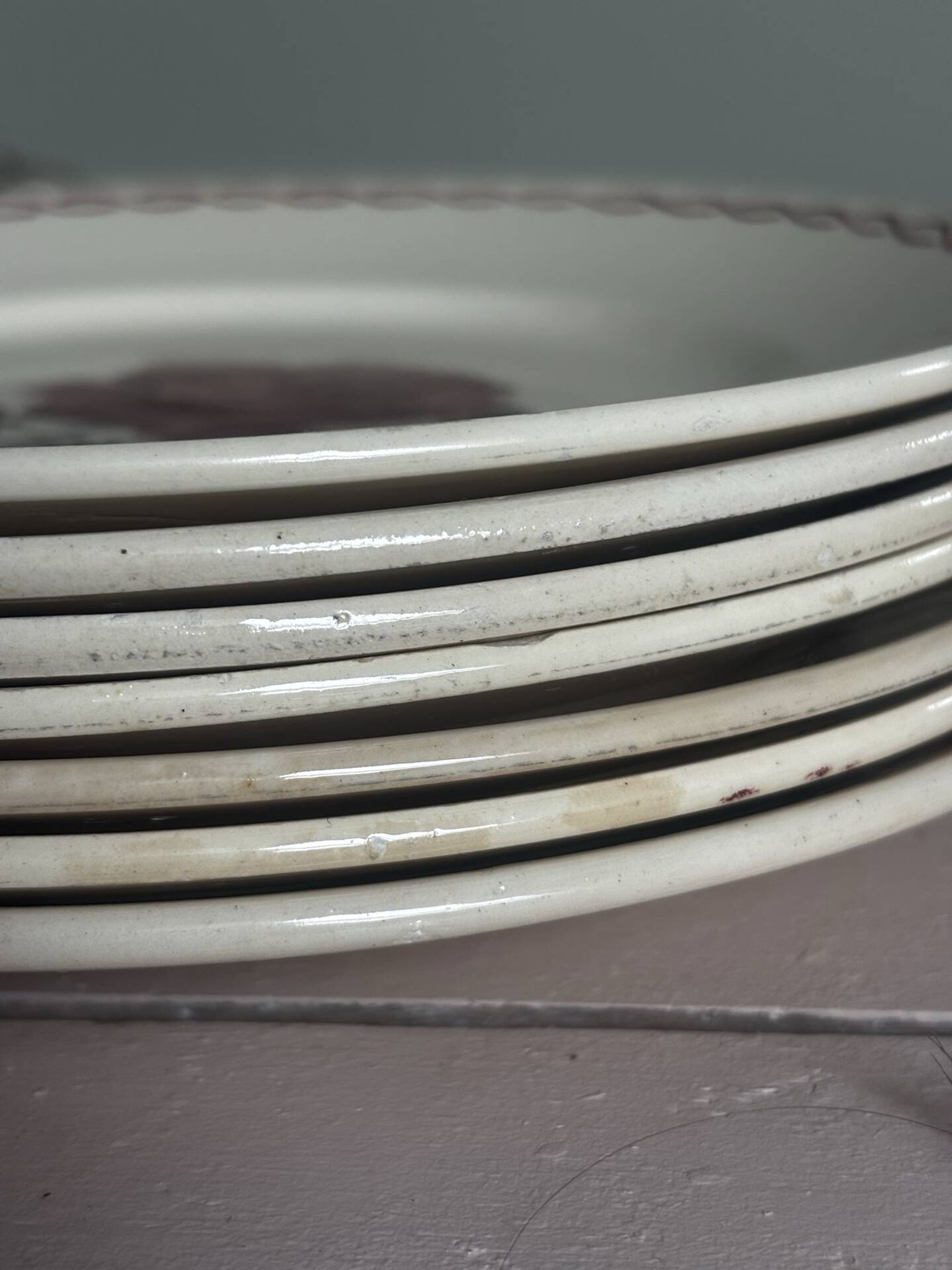 Set of 7 flat plates Badonviller Germaine