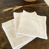 5 serviettes anciennes ajourées en crêpe de coton