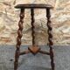 Old milking stool twisted feet vintage wood