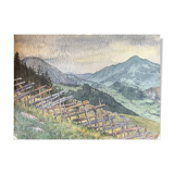 Watercolor painting by G. GIRARDOT (1856-1914) Around Leysin around 1900