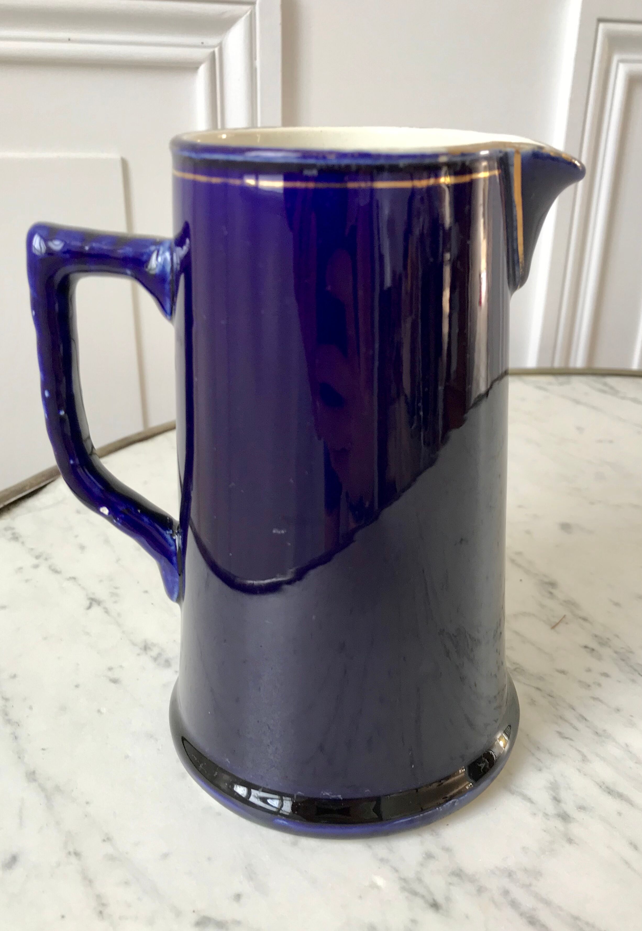 Milk pot blue king Salins art deco 30s