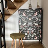 Vintage Velvet Footstool in Green