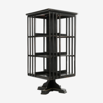 Black wooden swivel library