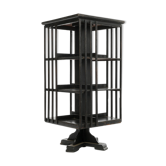Black wooden swivel library