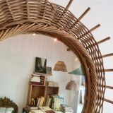 Vintage rattan sun mirror