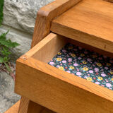 Pair of bedside feet compass solid oak vintage 1950