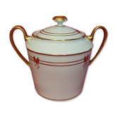 Paillet Limoges - large porcelain sugar pot art deco gilded décor