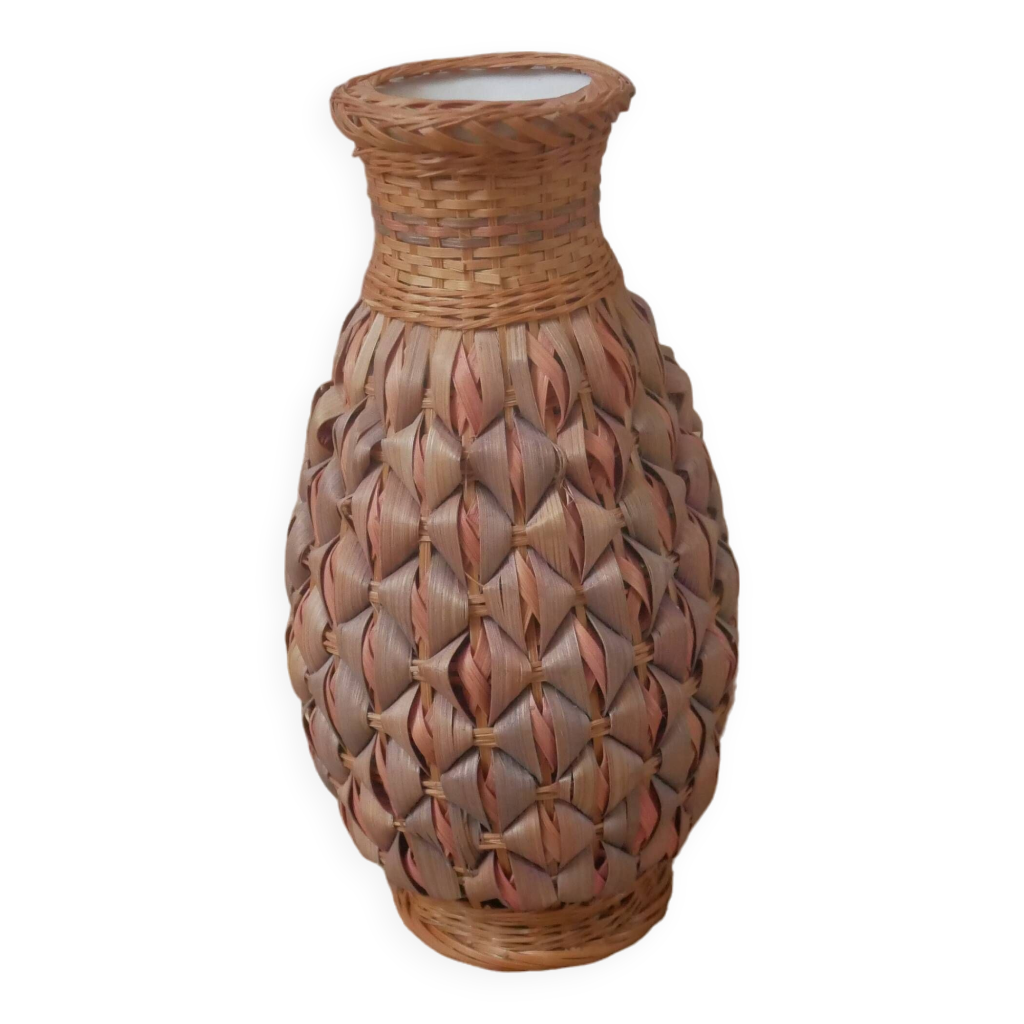 Vase soliflore braided natural fiber handcrafted bohemian country decoration