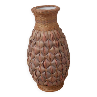 Vase soliflore braided natural fiber handcrafted bohemian country decoration