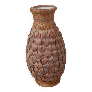 Vase soliflore braided natural fiber handcrafted bohemian country decoration