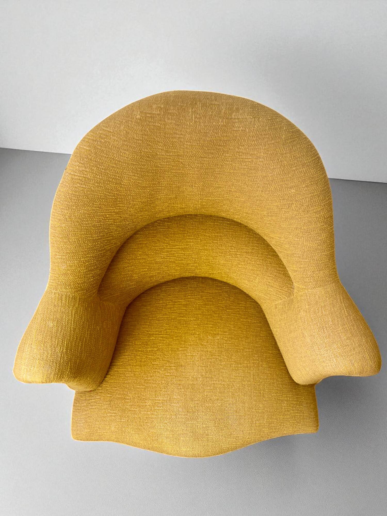 Fauteuil crapaud en tissu jaune