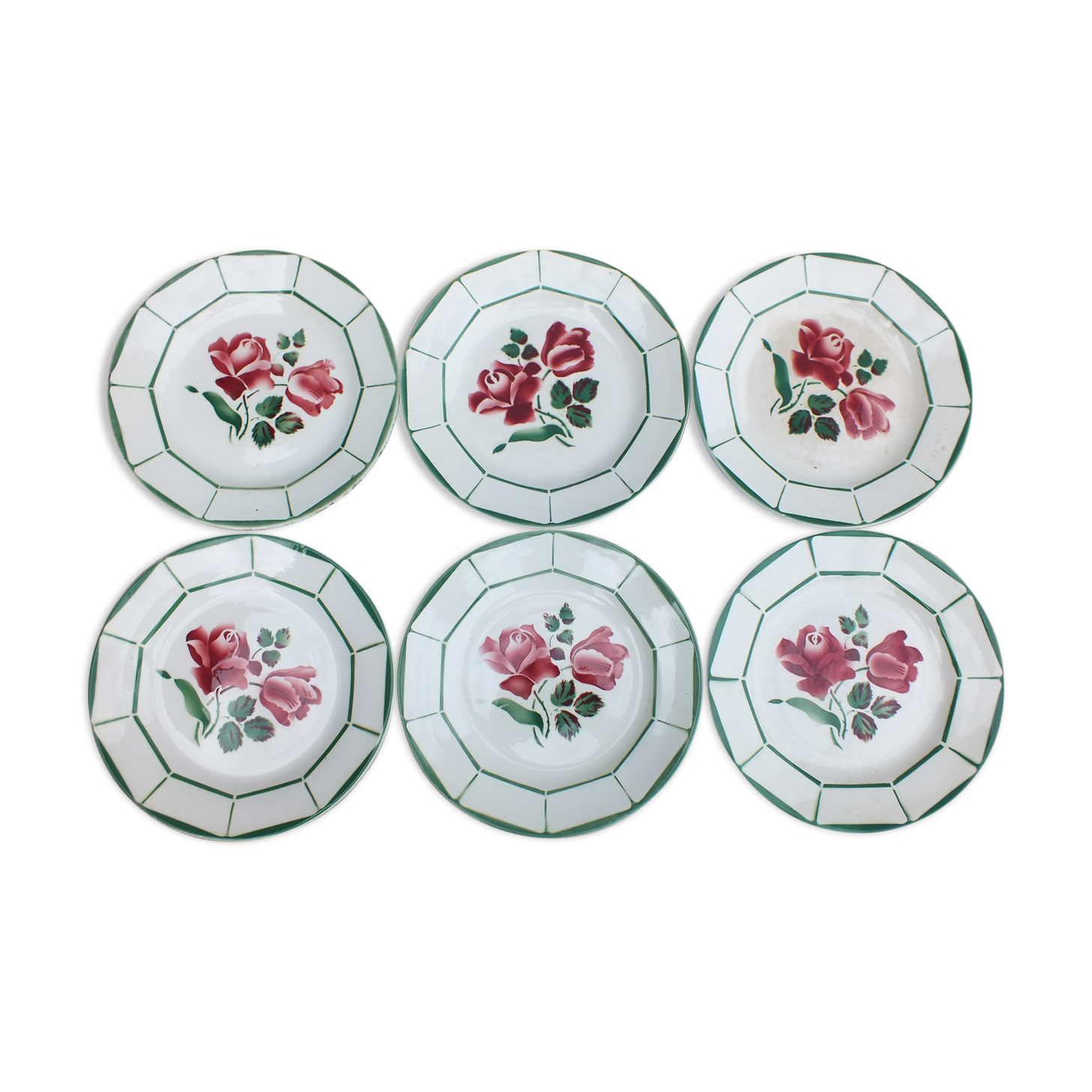 6 Assiettes à dessert Monique par Digoin Sarreguemines