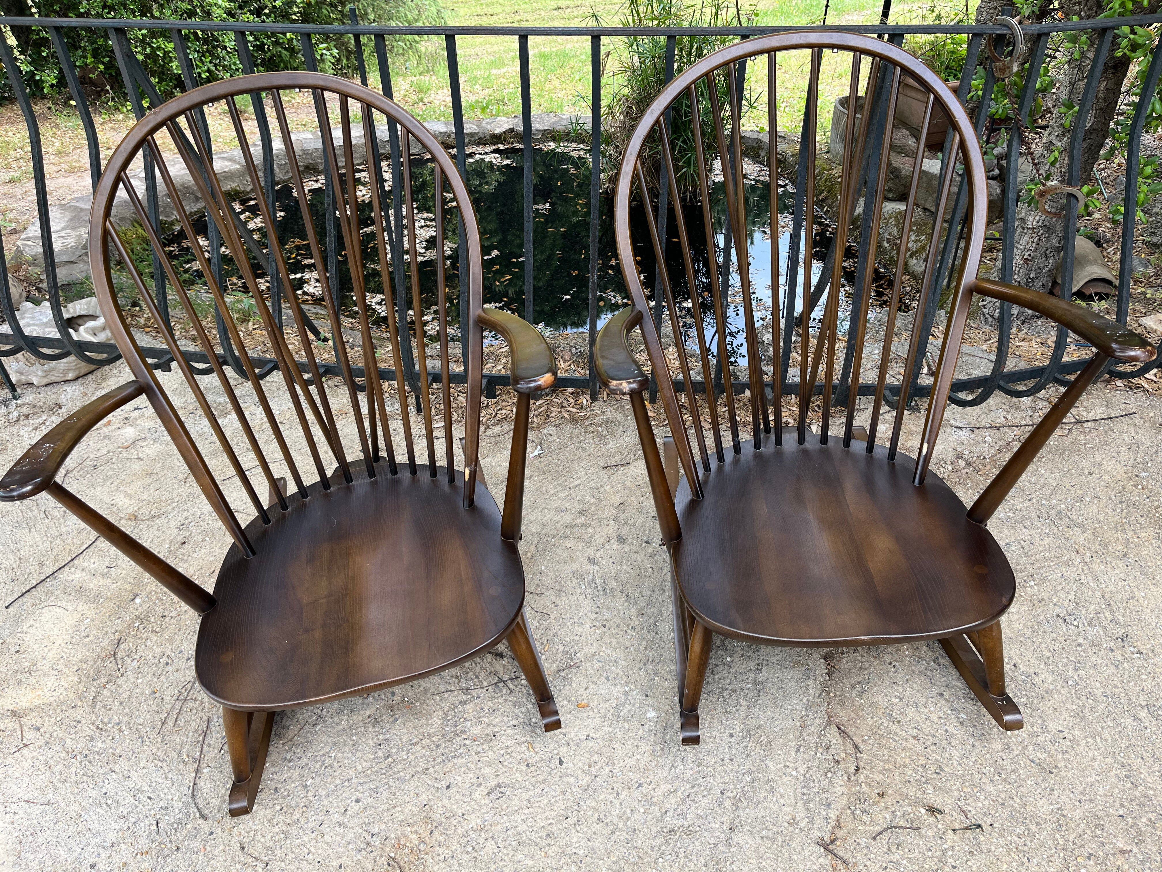 Pair of rocking chairs ercol lucian ercolani vintage design