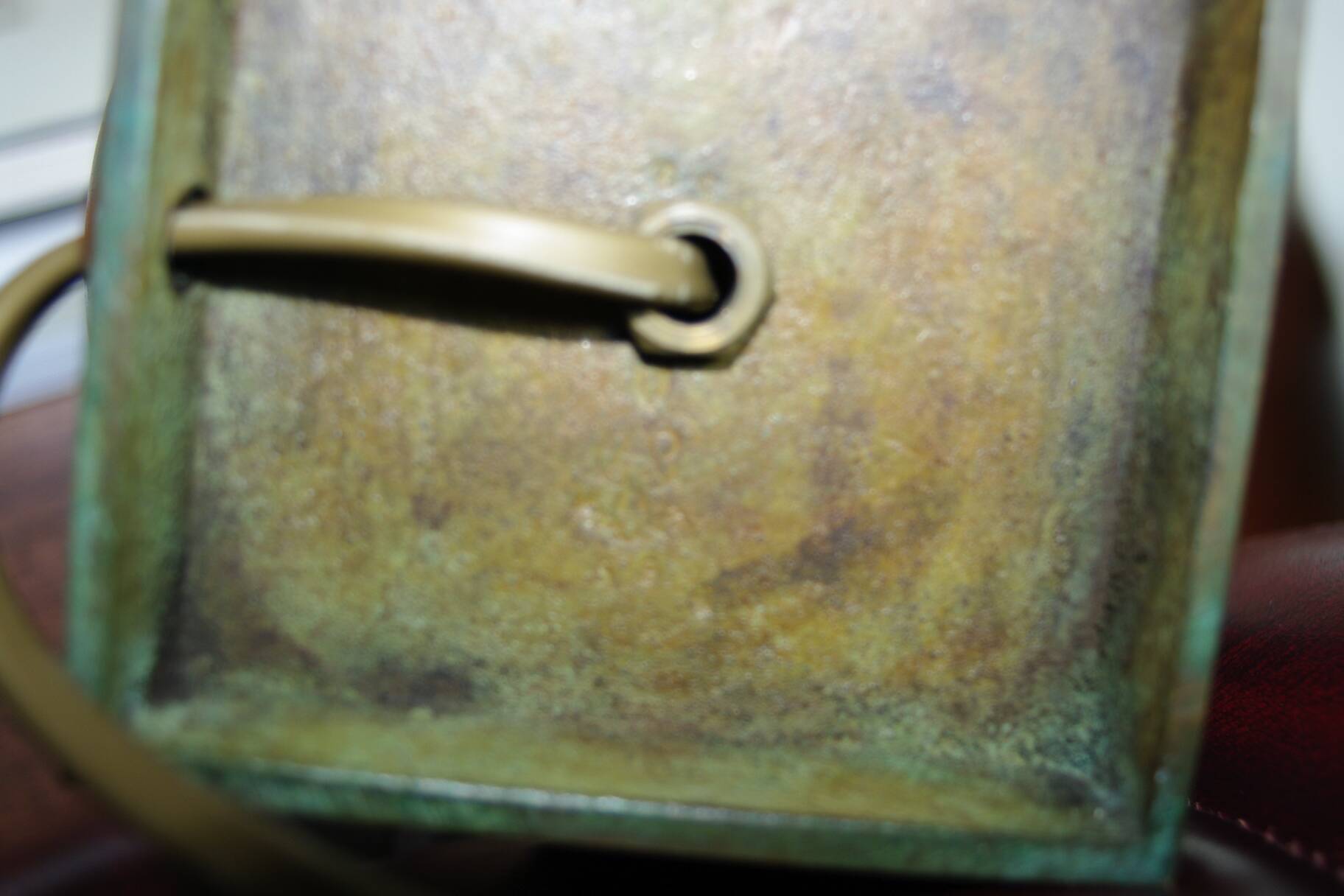 Patinated bronze and leather lamp art deco denmark 1930